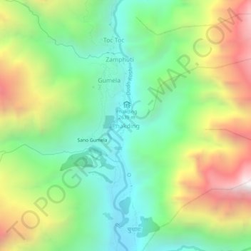 Carte topographique Phakding, altitude, relief