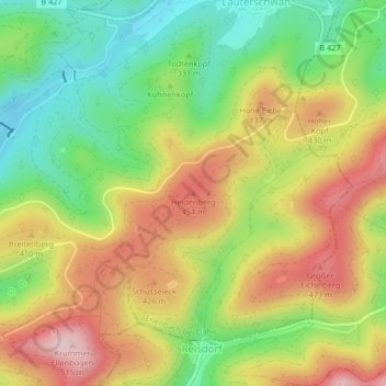 Carte topographique Heidenberg, altitude, relief