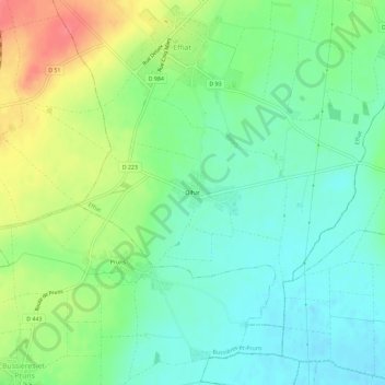 Carte topographique Olhat, altitude, relief