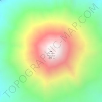 Carte topographique Kanaga Volcano, altitude, relief