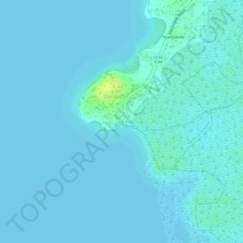 Carte topographique Dunga Beach, altitude, relief