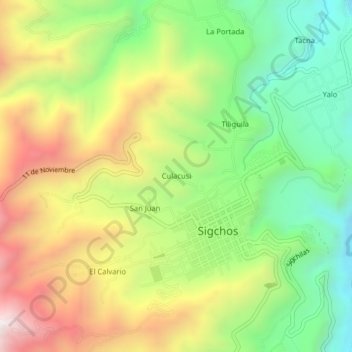 Carte topographique Culacusi, altitude, relief