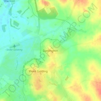 Carte topographique Dadlington, altitude, relief