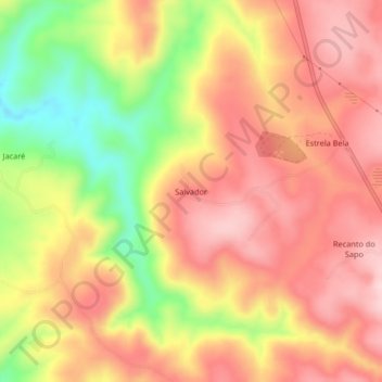 Carte topographique Salvador, altitude, relief