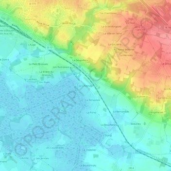 Carte topographique Le Chesnay, altitude, relief