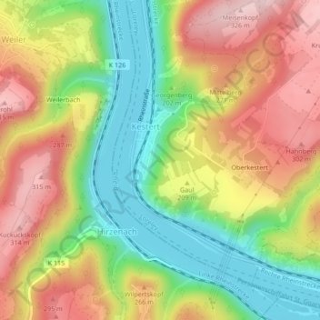 Carte topographique Am Rädchen, altitude, relief