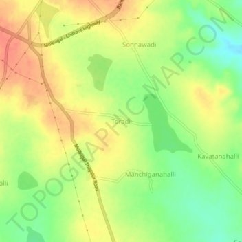 Carte topographique Toradi, altitude, relief