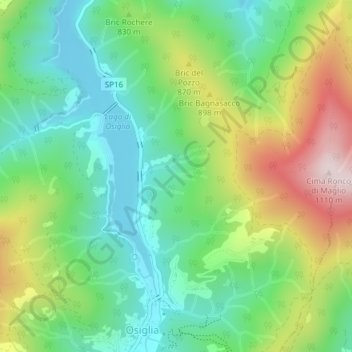 Carte topographique Giacchini, altitude, relief