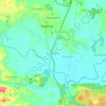 Carte topographique Capuling, altitude, relief