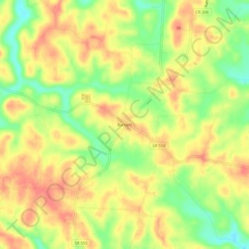 Carte topographique Bartlett, altitude, relief