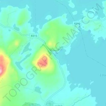 Carte topographique Pontoon, altitude, relief