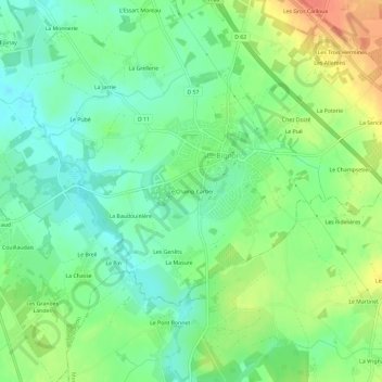 Carte topographique Le Champ Cartier, altitude, relief