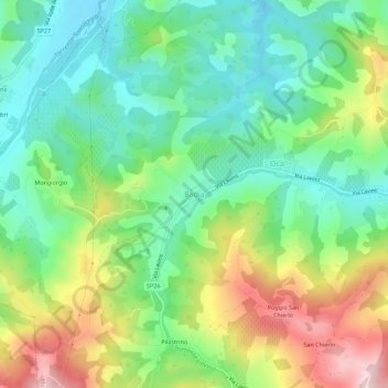 Carte topographique Badia, altitude, relief