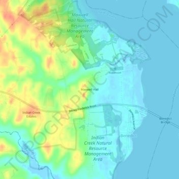 Carte topographique Maxwell Hall, altitude, relief
