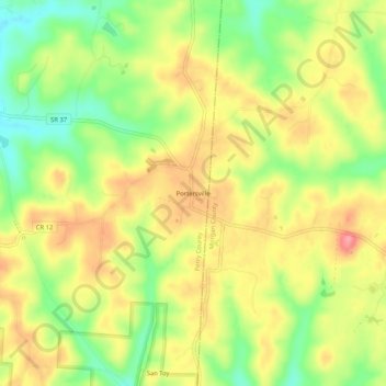 Carte topographique Portersville, altitude, relief