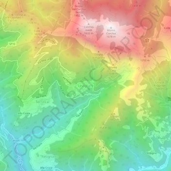 Carte topographique Levigliani, altitude, relief