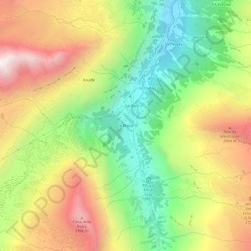 Carte topographique Le Breuil, altitude, relief