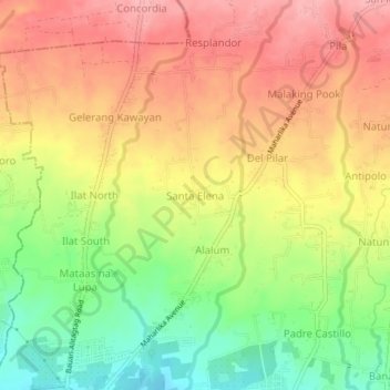 Carte topographique Santa Elena, altitude, relief