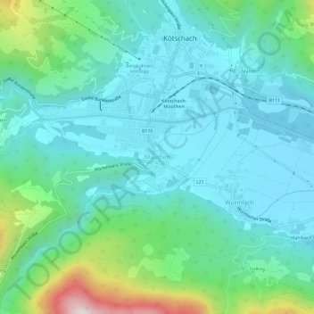 Carte topographique Mauthen, altitude, relief