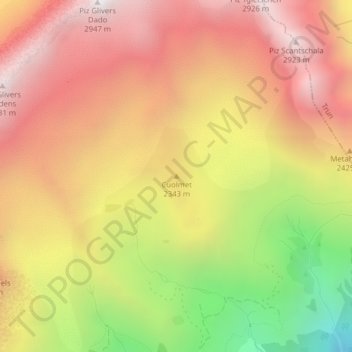 Carte topographique Cuolmet, altitude, relief