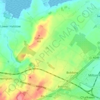 Carte topographique Great Norwood, altitude, relief
