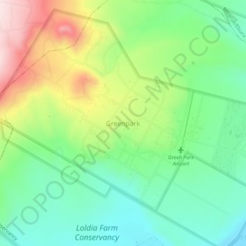 Carte topographique Greenpark, altitude, relief