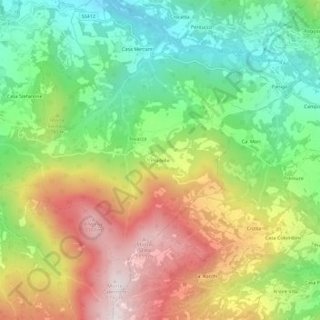Carte topographique Pradelle, altitude, relief