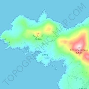 Carte topographique Ballaghacahereen, altitude, relief