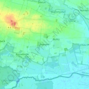 Carte topographique Beesem, altitude, relief