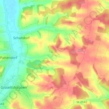 Carte topographique Kreuzthann, altitude, relief