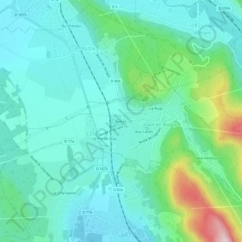 Carte topographique Ruères, altitude, relief