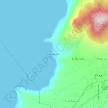 Carte topographique Lumampao, altitude, relief