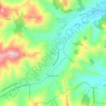 Carte topographique Fratte, altitude, relief