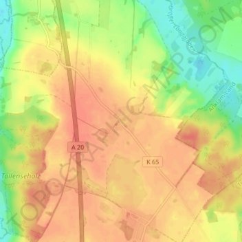 Carte topographique Kölln, altitude, relief
