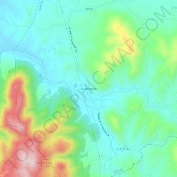 Carte topographique Su Benatzu, altitude, relief