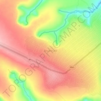 Carte topographique Madimadi, altitude, relief