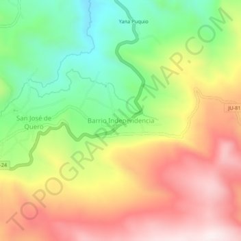 Carte topographique Barrio Independencia, altitude, relief