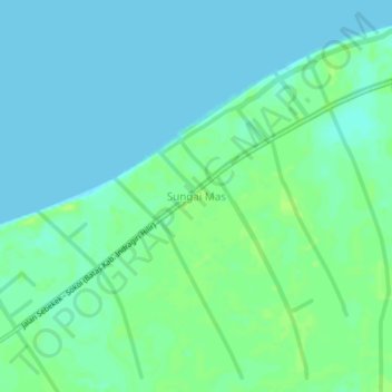 Carte topographique Sungai Mas, altitude, relief