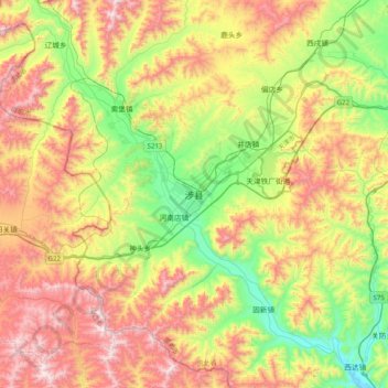 Carte topographique 涉县, altitude, relief