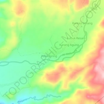 Carte topographique Bumi Agung, altitude, relief