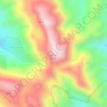 Carte topographique Morne Rouge, altitude, relief
