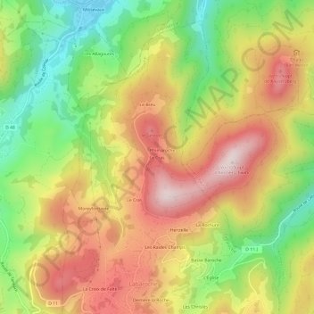 Carte topographique Le Cras, altitude, relief