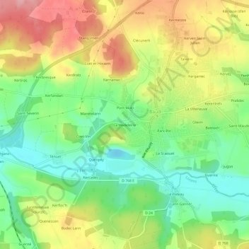Carte topographique La Madeleine, altitude, relief