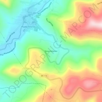 Carte topographique Nova Holanda, altitude, relief
