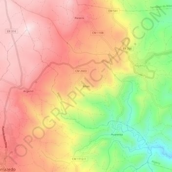 Carte topographique Ribas, altitude, relief
