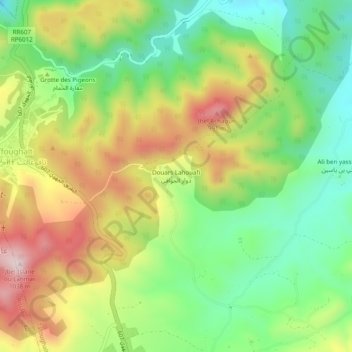 Carte topographique Douars Lahouafi, altitude, relief