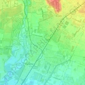 Carte topographique Sant'Alessandro, altitude, relief
