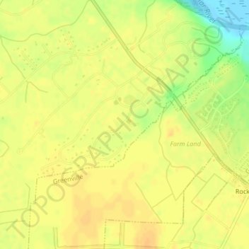 Carte topographique Highest point in Pitt County, altitude, relief