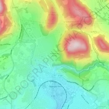 Carte topographique Hameau du Garat, altitude, relief
