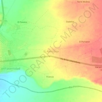 Carte topographique El Aterrizaje, altitude, relief